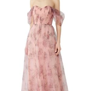 Marchesa Notte blush floral tulle gown